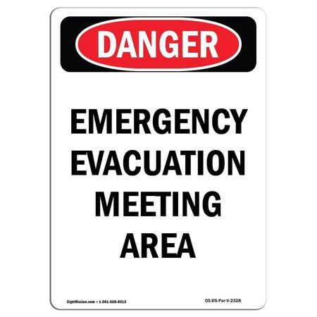 SIGNMISSION OSHA Danger Sign, Emergency Evacuation Meeting Area, 10in X 7in Aluminum, 7" W, 10" L, Portrait OS-DS-A-710-V-2328